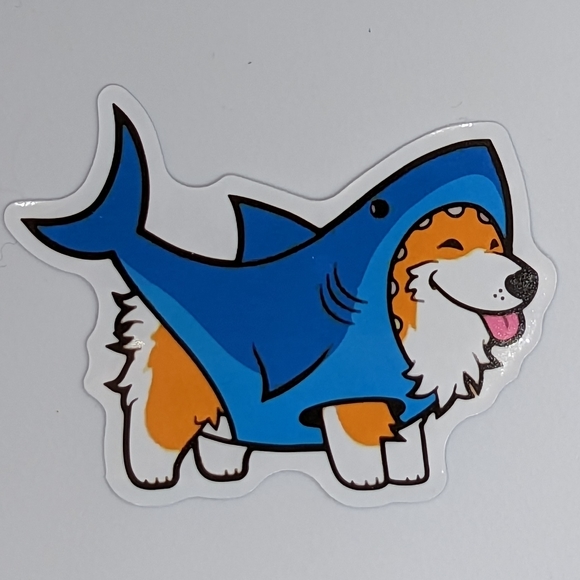 Dog in a Shark Costume Sticker - Picture 1 of 2